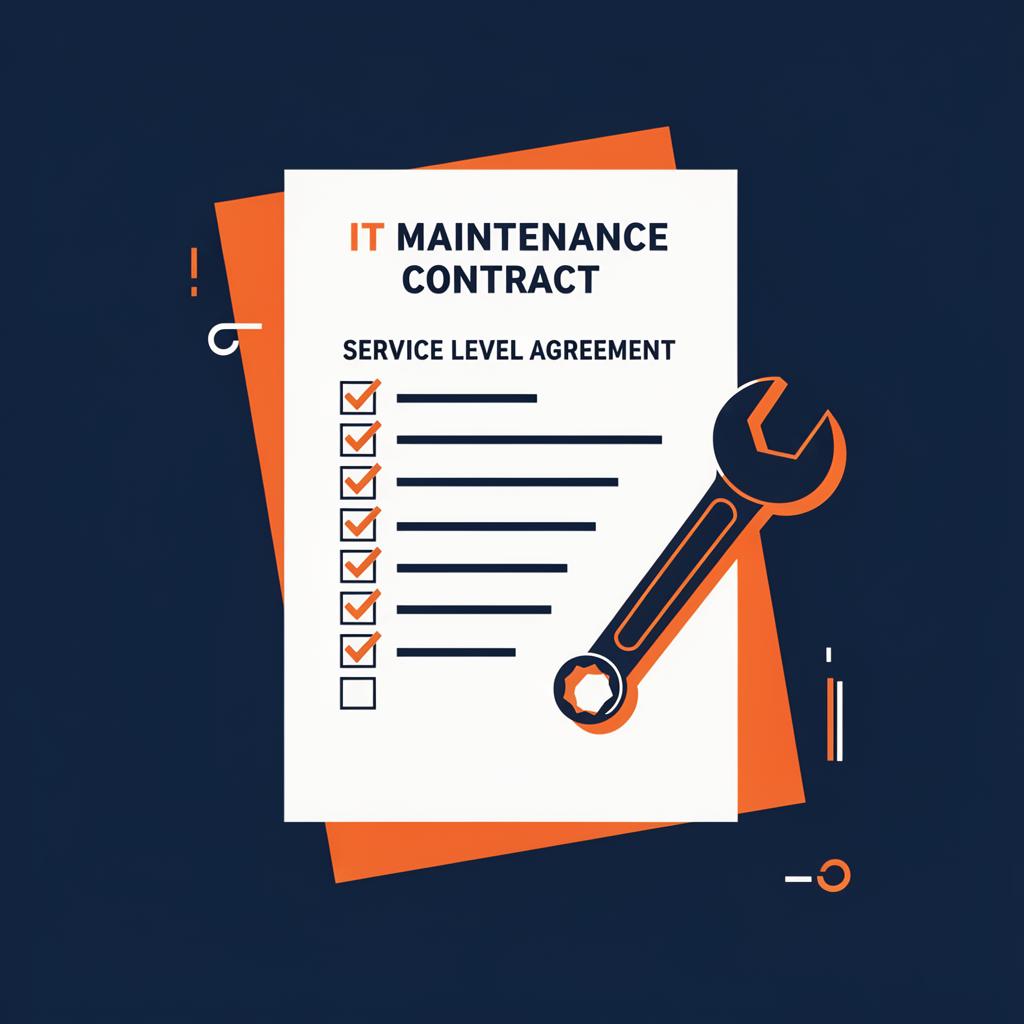 Contratto di manutenzione IT con Service Level Agreement e chiave inglese, checklist spuntata