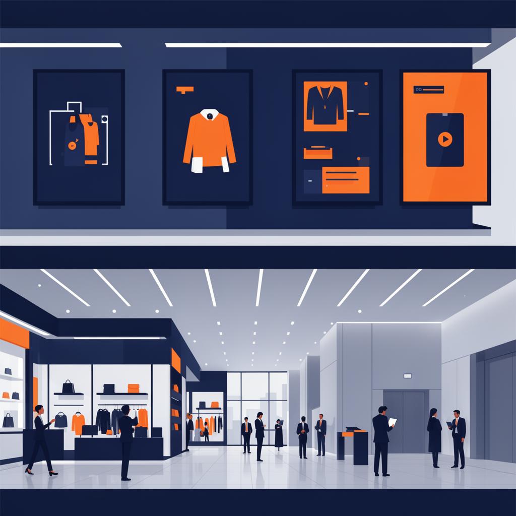 Schermi di digital signage installati in un punto vendita retail con contenuti promozionali